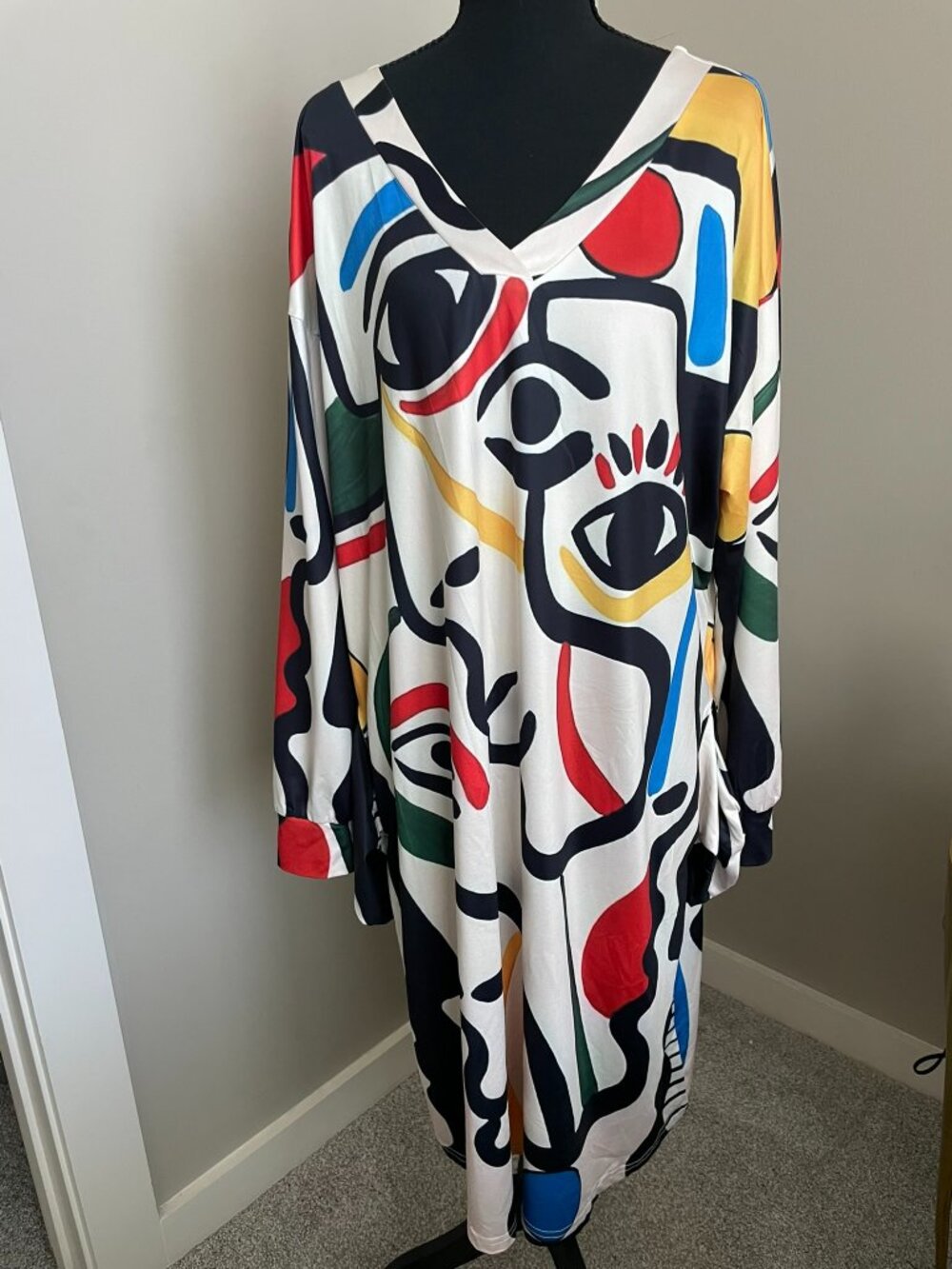 Colorful Abstract Art Dress – Long Sleeve & Flowy